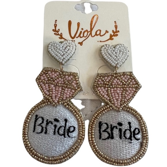 White Bride Diamond Ring 💍 Earrings NWT - Picture 4 of 7